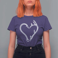 Fishing And Hunting Vintage Hook Antler Heart T Shirt For Women - Wonder Print Shop