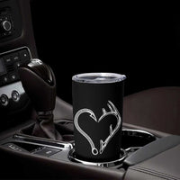 Fishing And Hunting Vintage Hook Antler Heart Tumbler Cup - Wonder Print Shop