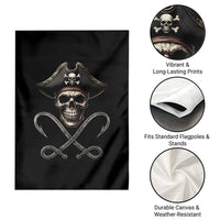 Funny Pirate Fishing Lover Garden Flag Vintage Pirate Skull Hooks Fishing - Wonder Print Shop