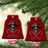 Funny Pirate Fishing Lover Ceramic Ornament Vintage Pirate Skull Hooks Fishing - Wonder Print Shop