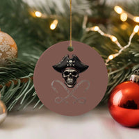 Funny Pirate Fishing Lover Ceramic Ornament Vintage Pirate Skull Hooks Fishing - Wonder Print Shop
