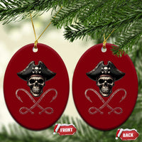 Funny Pirate Fishing Lover Ceramic Ornament Vintage Pirate Skull Hooks Fishing - Wonder Print Shop