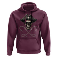 Funny Pirate Fishing Lover Hoodie Vintage Pirate Skull Hooks Fishing - Wonder Print Shop