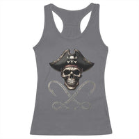 Funny Pirate Fishing Lover Racerback Tank Top Vintage Pirate Skull Hooks Fishing - Wonder Print Shop