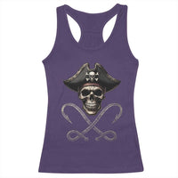 Funny Pirate Fishing Lover Racerback Tank Top Vintage Pirate Skull Hooks Fishing - Wonder Print Shop