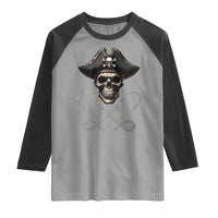 Funny Pirate Fishing Lover Raglan Shirt Vintage Pirate Skull Hooks Fishing - Wonder Print Shop
