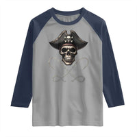 Funny Pirate Fishing Lover Raglan Shirt Vintage Pirate Skull Hooks Fishing - Wonder Print Shop