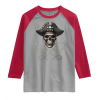 Funny Pirate Fishing Lover Raglan Shirt Vintage Pirate Skull Hooks Fishing - Wonder Print Shop