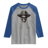 Funny Pirate Fishing Lover Raglan Shirt Vintage Pirate Skull Hooks Fishing - Wonder Print Shop
