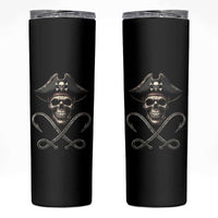 Funny Pirate Fishing Lover Skinny Tumbler Vintage Pirate Skull Hooks Fishing - Wonder Print Shop