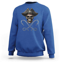 Funny Pirate Fishing Lover Sweatshirt Vintage Pirate Skull Hooks Fishing - Wonder Print Shop