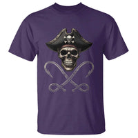 Funny Pirate Fishing Lover T Shirt Vintage Pirate Skull Hooks Fishing - Wonder Print Shop