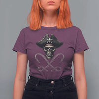 Funny Pirate Fishing Lover T Shirt For Women Vintage Pirate Skull Hooks Fishing - Wonder Print Shop