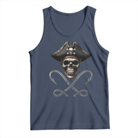 Funny Pirate Fishing Lover Tank Top Vintage Pirate Skull Hooks Fishing - Wonder Print Shop