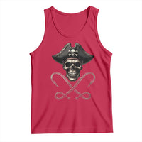 Funny Pirate Fishing Lover Tank Top Vintage Pirate Skull Hooks Fishing - Wonder Print Shop