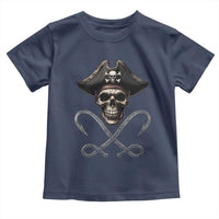 Funny Pirate Fishing Lover Toddler T Shirt Vintage Pirate Skull Hooks Fishing - Wonder Print Shop