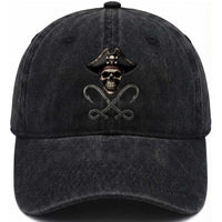 Funny Pirate Fishing Lover Washed Cotton Baseball Cap Vintage Pirate Skull Hooks Fishing