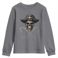 Funny Pirate Fishing Lover Youth Sweatshirt Vintage Pirate Skull Hooks Fishing - Wonder Print Shop