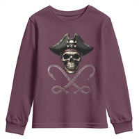Funny Pirate Fishing Lover Youth Sweatshirt Vintage Pirate Skull Hooks Fishing - Wonder Print Shop