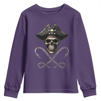 Funny Pirate Fishing Lover Youth Sweatshirt Vintage Pirate Skull Hooks Fishing - Wonder Print Shop