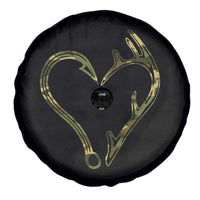 Fishing And Hunting Vintage Camo Hook Antler Heart Spare Tire Cover - Wonder Print Shop