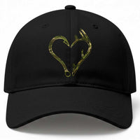 Fishing And Hunting Vintage Camo Hook Antler Heart Baseball Cap