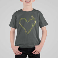 Fishing And Hunting Vintage Camo Hook Antler Heart T Shirt For Kid - Wonder Print Shop