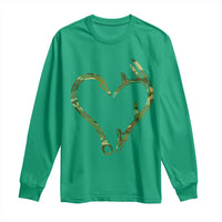 Fishing And Hunting Vintage Camo Hook Antler Heart Long Sleeve Shirt - Wonder Print Shop
