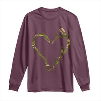 Fishing And Hunting Vintage Camo Hook Antler Heart Long Sleeve Shirt - Wonder Print Shop