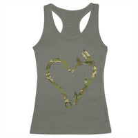 Fishing And Hunting Vintage Camo Hook Antler Heart Racerback Tank Top - Wonder Print Shop