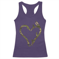 Fishing And Hunting Vintage Camo Hook Antler Heart Racerback Tank Top - Wonder Print Shop