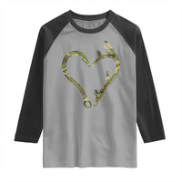 Fishing And Hunting Vintage Camo Hook Antler Heart Raglan Shirt - Wonder Print Shop