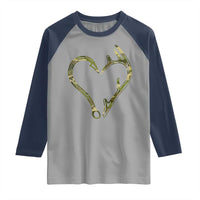 Fishing And Hunting Vintage Camo Hook Antler Heart Raglan Shirt - Wonder Print Shop