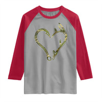 Fishing And Hunting Vintage Camo Hook Antler Heart Raglan Shirt - Wonder Print Shop