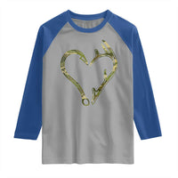 Fishing And Hunting Vintage Camo Hook Antler Heart Raglan Shirt - Wonder Print Shop