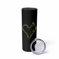 Fishing And Hunting Vintage Camo Hook Antler Heart Skinny Tumbler - Wonder Print Shop