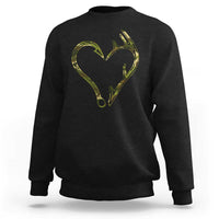 Fishing And Hunting Vintage Camo Hook Antler Heart Sweatshirt - Wonder Print Shop