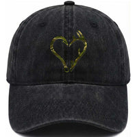 Fishing And Hunting Vintage Camo Hook Antler Heart Washed Cotton Baseball Cap