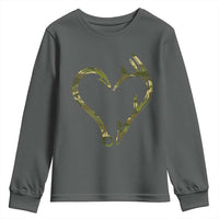 Fishing And Hunting Vintage Camo Hook Antler Heart Youth Sweatshirt - Wonder Print Shop