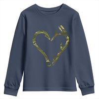 Fishing And Hunting Vintage Camo Hook Antler Heart Youth Sweatshirt - Wonder Print Shop
