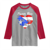 Puerto Rico Raglan Shirt Boricua Coqui Frog Vintage Puerto Rican Flag - Wonder Print Shop