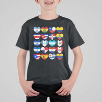 Hispanic Heritage Month Latin American Countries Heart T Shirt For Kid - Wonder Print Shop