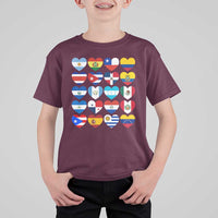 Hispanic Heritage Month Latin American Countries Heart T Shirt For Kid - Wonder Print Shop