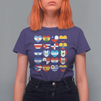 Hispanic Heritage Month Latin American Countries Heart T Shirt For Women - Wonder Print Shop