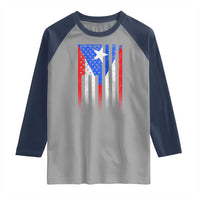 Puerto Rican American Raglan Shirt Half Rican American Puerto Rico Pride - Wonder Print Shop