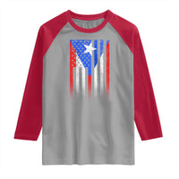 Puerto Rican American Raglan Shirt Half Rican American Puerto Rico Pride - Wonder Print Shop