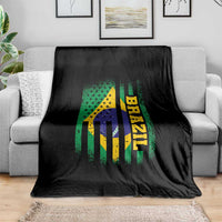 Brazilian Americans Brazilian Pride Latin Vintage USA Brazil Flag Throw Blanket