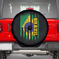 Brazilian Americans Brazilian Pride Latin Vintage USA Brazil Flag Spare Tire Cover