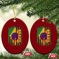 Brazilian Americans Brazilian Pride Latin Vintage USA Brazil Flag Ceramic Ornament