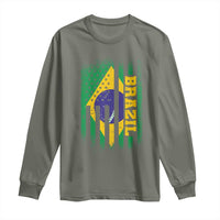 Brazilian Americans Brazilian Pride Latin Vintage USA Brazil Flag Long Sleeve Shirt